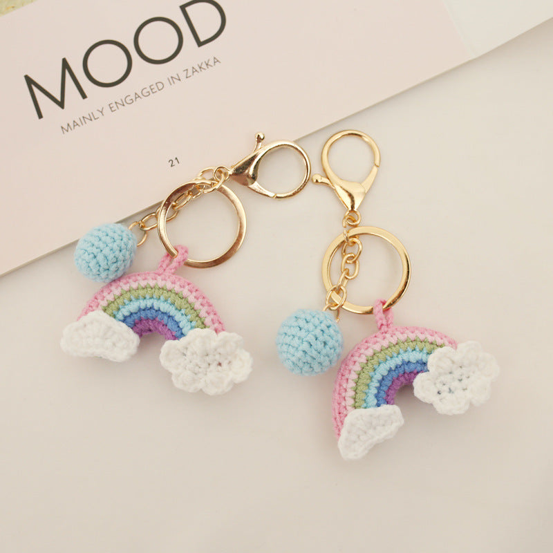 Wholesale Rainbow Wool Knitted Keychain